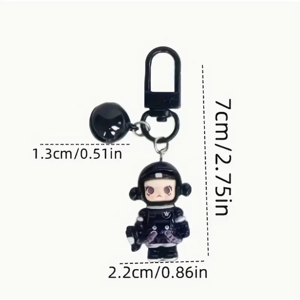 Skull Panda Phone Charm Keychain - Black